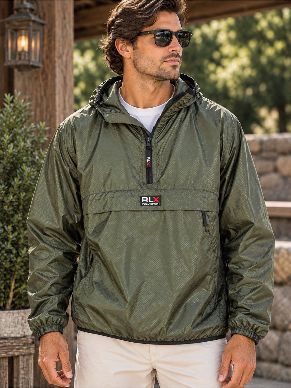 Vintage Polo Sport Ralph Lauren RLX Men’s S Olive Packable Anorak Jacket #1104